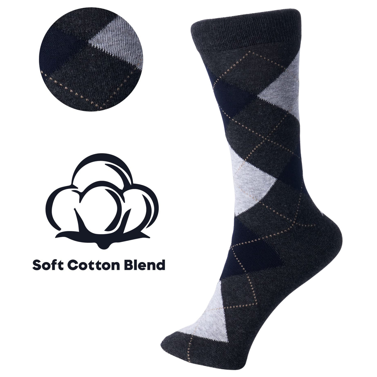 Alpine Swiss Mens Dress Socks 6 Pair Crew Sock Cotton Dress Socks for Men Solid – Casual Pack