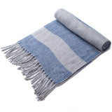 Alpine Swiss Mens Scarf Soft Knit Winter Scarves Plaid Striped or Solid Neck – Navy Gray Stripe
