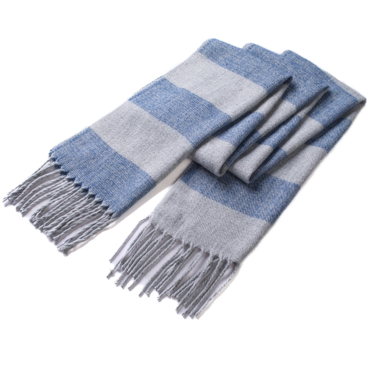 Alpine Swiss Mens Scarf Soft Knit Winter Scarves Plaid Striped or Solid Neck – Navy Gray Stripe