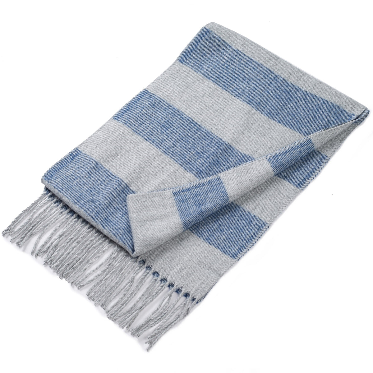 Alpine Swiss Mens Scarf Soft Knit Winter Scarves Plaid Striped or Solid Neck – Navy Gray Stripe