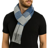 Alpine Swiss Mens Scarf Soft Knit Winter Scarves Plaid Striped or Solid Neck – Navy Gray Stripe