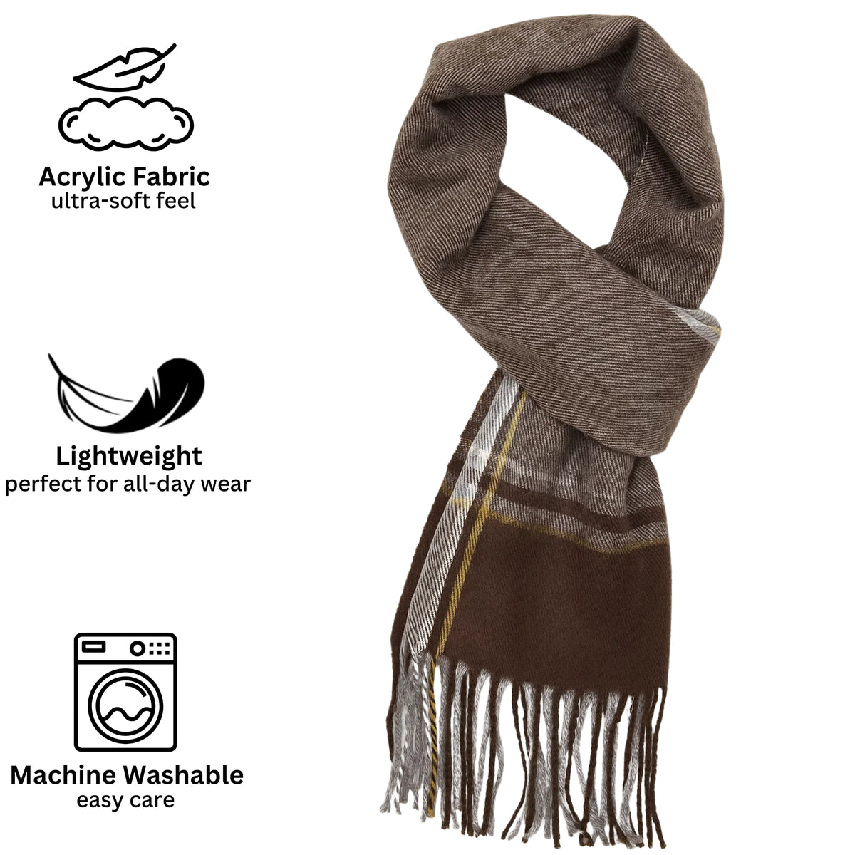 Alpine Swiss Mens Scarf Soft Knit Winter Scarves Plaid Striped or Solid Neck – Fall Plaid