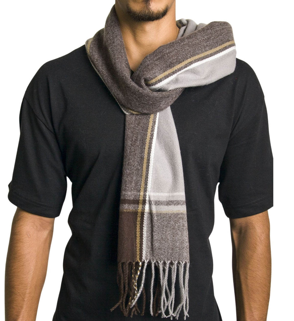 Alpine Swiss Mens Scarf Soft Knit Winter Scarves Plaid Striped or Solid Neck – Fall Plaid
