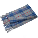Alpine Swiss Mens Scarf Soft Knit Winter Scarves Plaid Striped or Solid Neck – Blue Gray Plaid