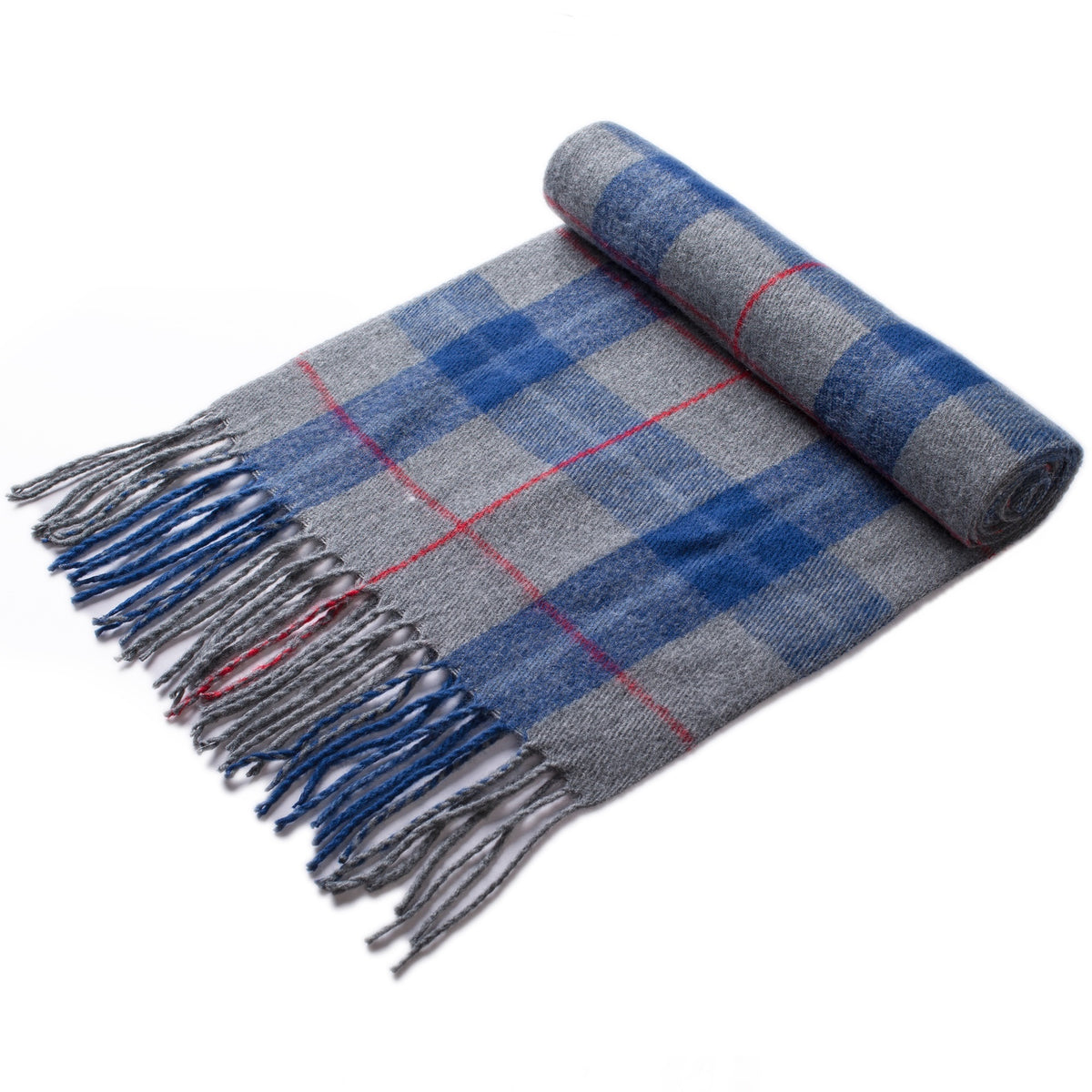Alpine Swiss Mens Scarf Soft Knit Winter Scarves Plaid Striped or Solid Neck – Blue Gray Plaid