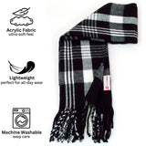 Alpine Swiss Mens Scarf Soft Knit Winter Scarves Plaid Striped or Solid Neck – Black Plaid