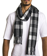 Alpine Swiss Mens Scarf Soft Knit Winter Scarves Plaid Striped or Solid Neck – Black Plaid