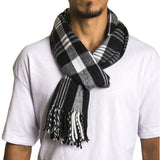 Alpine Swiss Mens Scarf Soft Knit Winter Scarves Plaid Striped or Solid Neck – Black Plaid