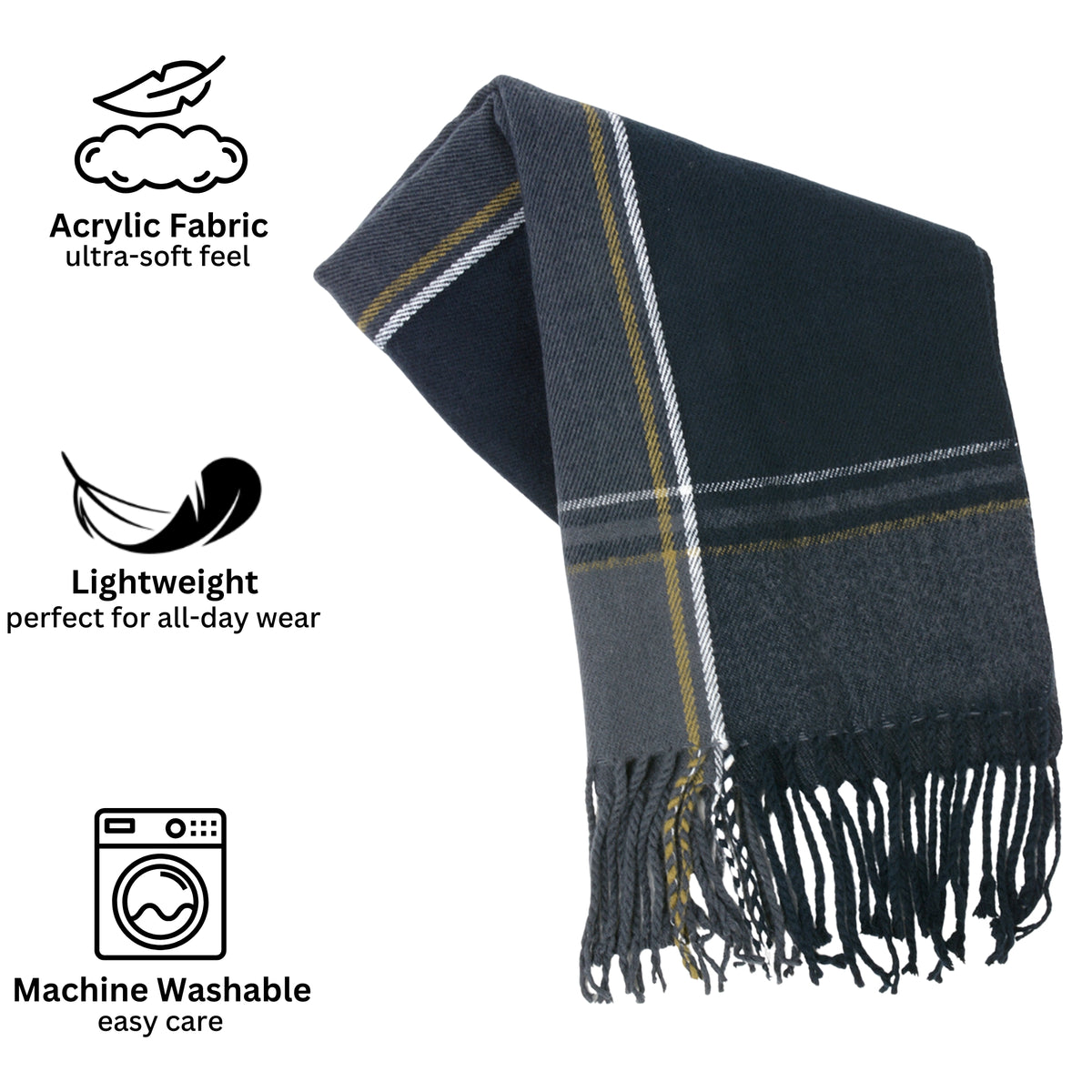 Alpine Swiss Mens Scarf Soft Knit Winter Scarves Plaid Striped or Solid Neck – Dusk Plaid