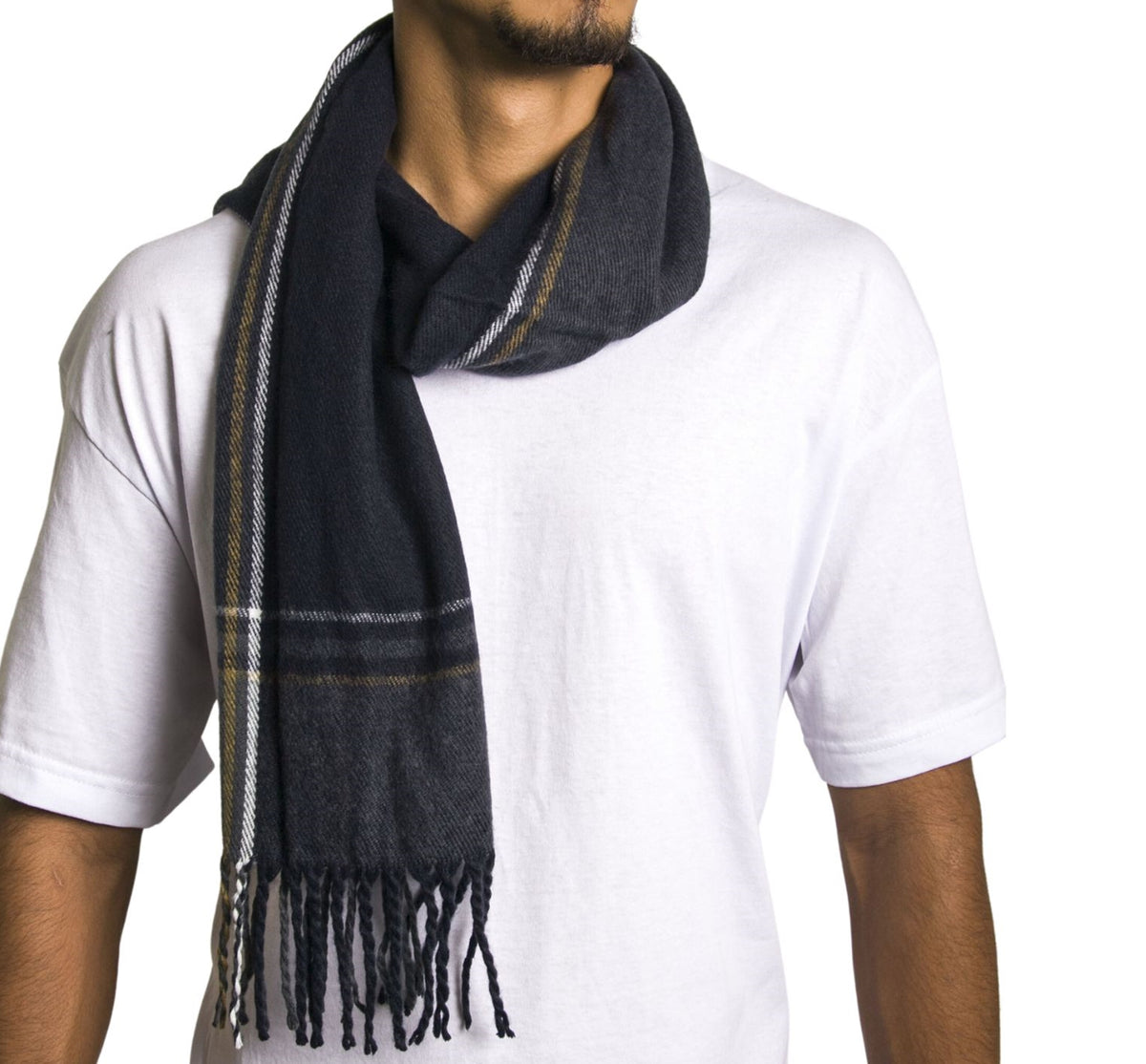 Alpine Swiss Mens Scarf Soft Knit Winter Scarves Plaid Striped or Solid Neck – Dusk Plaid
