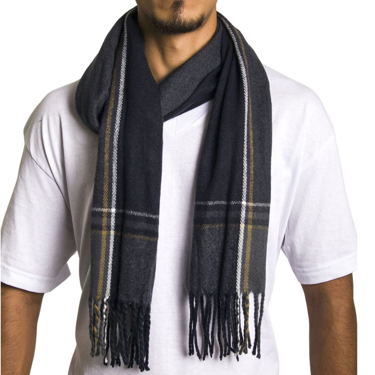 Alpine Swiss Mens Scarf Soft Knit Winter Scarves Plaid Striped or Solid Neck – Dusk Plaid