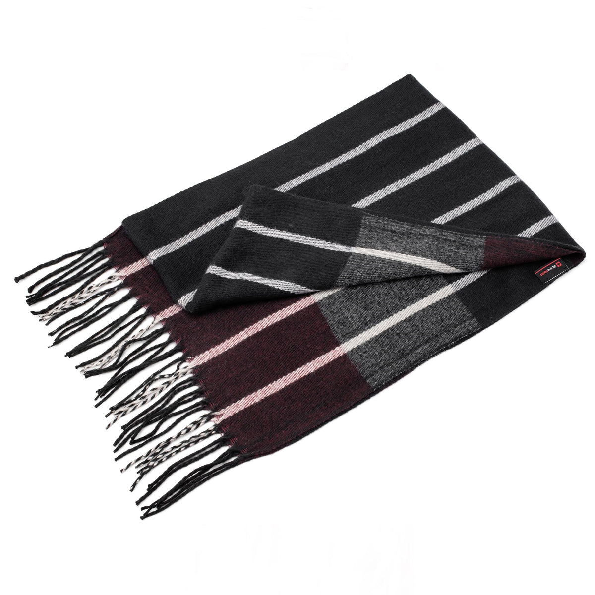 Alpine Swiss Mens Scarf Soft Knit Winter Scarves Plaid Striped or Solid Neck – Navy Gray Maroon