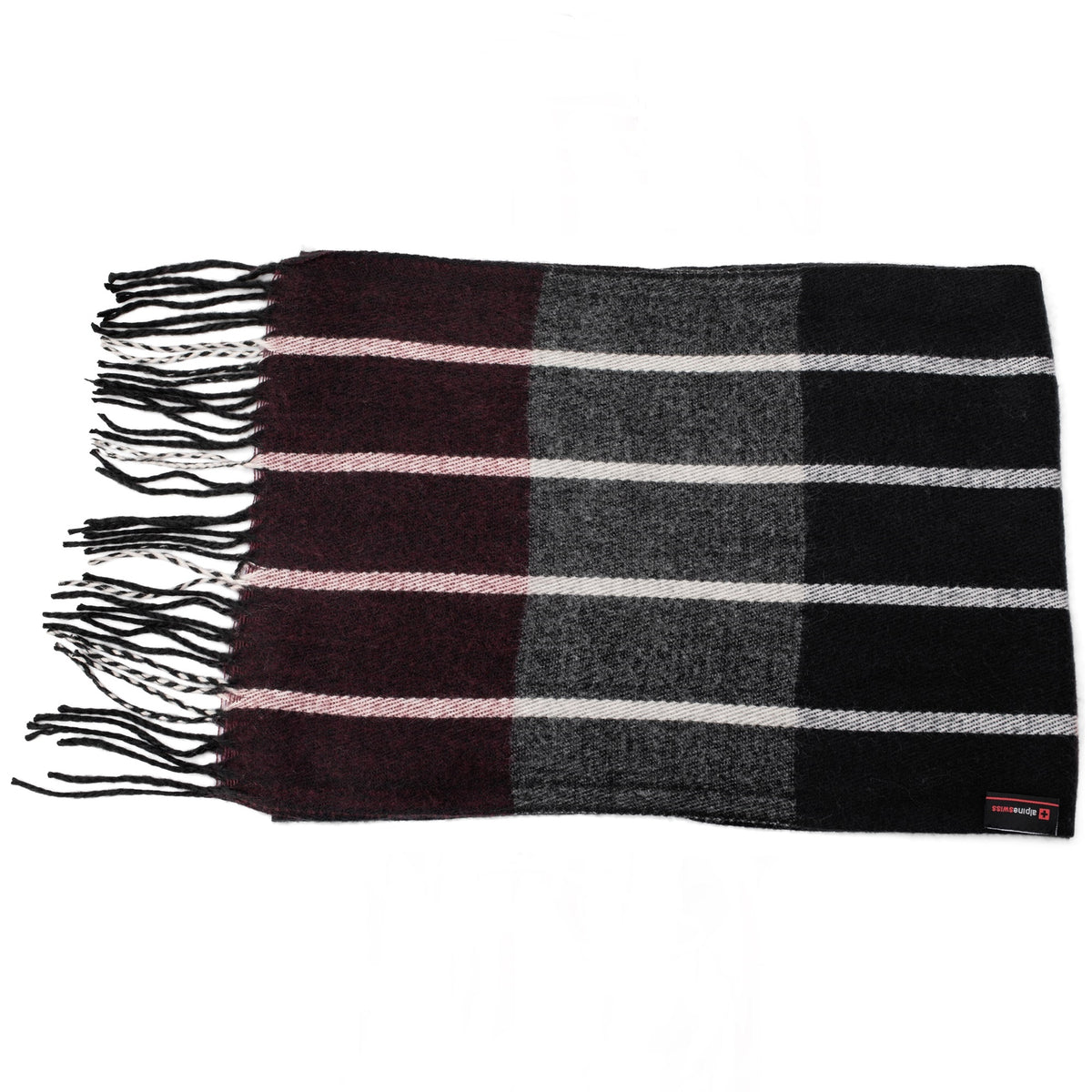 Alpine Swiss Mens Scarf Soft Knit Winter Scarves Plaid Striped or Solid Neck – Navy Gray Maroon