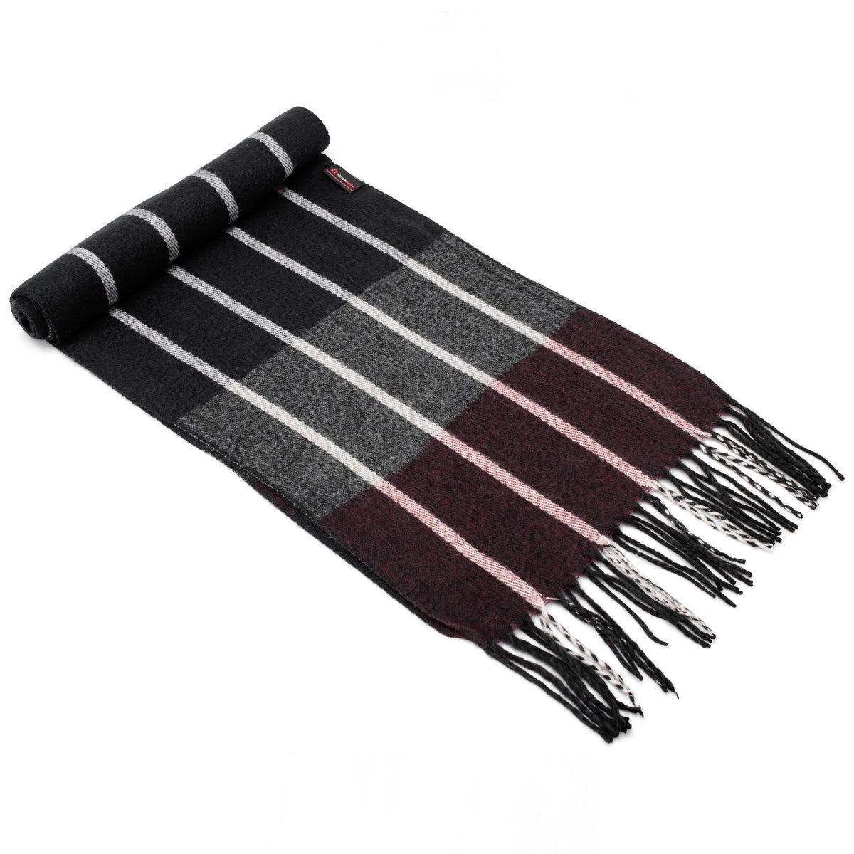 Alpine Swiss Mens Scarf Soft Knit Winter Scarves Plaid Striped or Solid Neck – Navy Gray Maroon