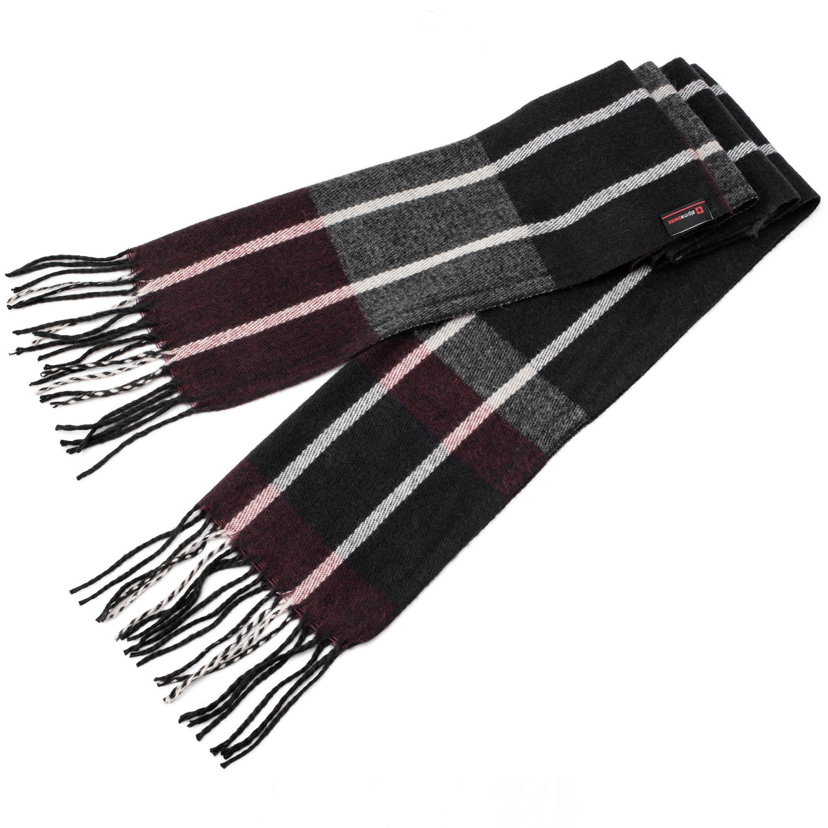 Alpine Swiss Mens Scarf Soft Knit Winter Scarves Plaid Striped or Solid Neck – Navy Gray Maroon