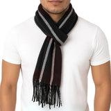 Alpine Swiss Mens Scarf Soft Knit Winter Scarves Plaid Striped or Solid Neck – Navy Gray Maroon