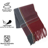 Alpine Swiss Mens Scarf Soft Knit Winter Scarves Plaid Striped or Solid Neck – Maroon Plaid