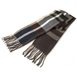 Alpine Swiss Mens Scarf Soft Knit Winter Scarves Plaid Striped or Solid Neck – Brown Navy