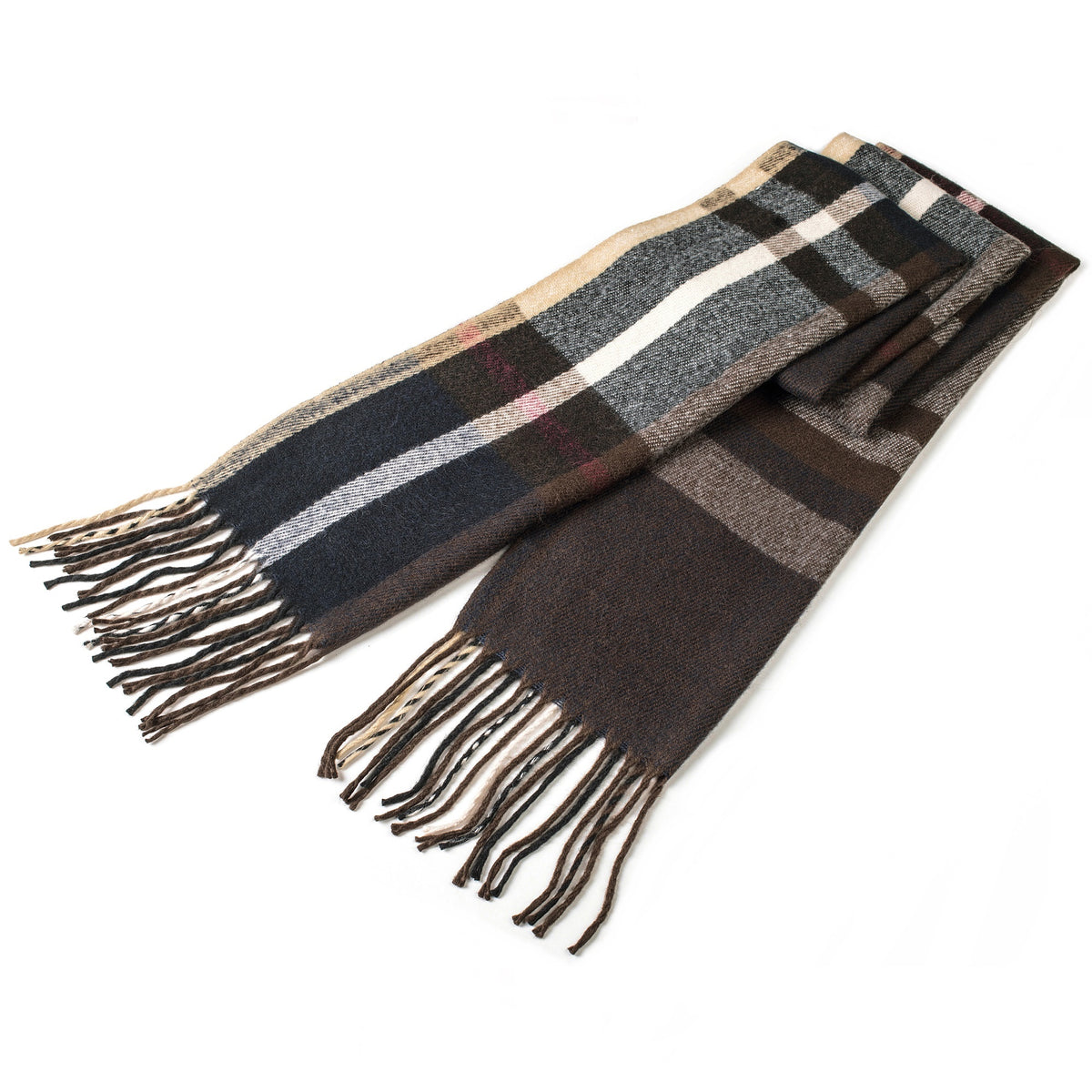 Alpine Swiss Mens Scarf Soft Knit Winter Scarves Plaid Striped or Solid Neck – Brown Navy