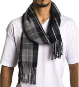Alpine Swiss Mens Scarf Soft Knit Winter Scarves Plaid Striped or Solid Neck – Gray Plaid