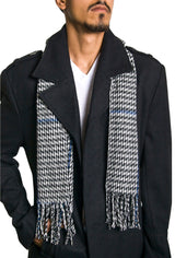 Alpine Swiss Mens Scarf Soft Knit Winter Scarves Plaid Striped or Solid Neck – Blue Houndstooth