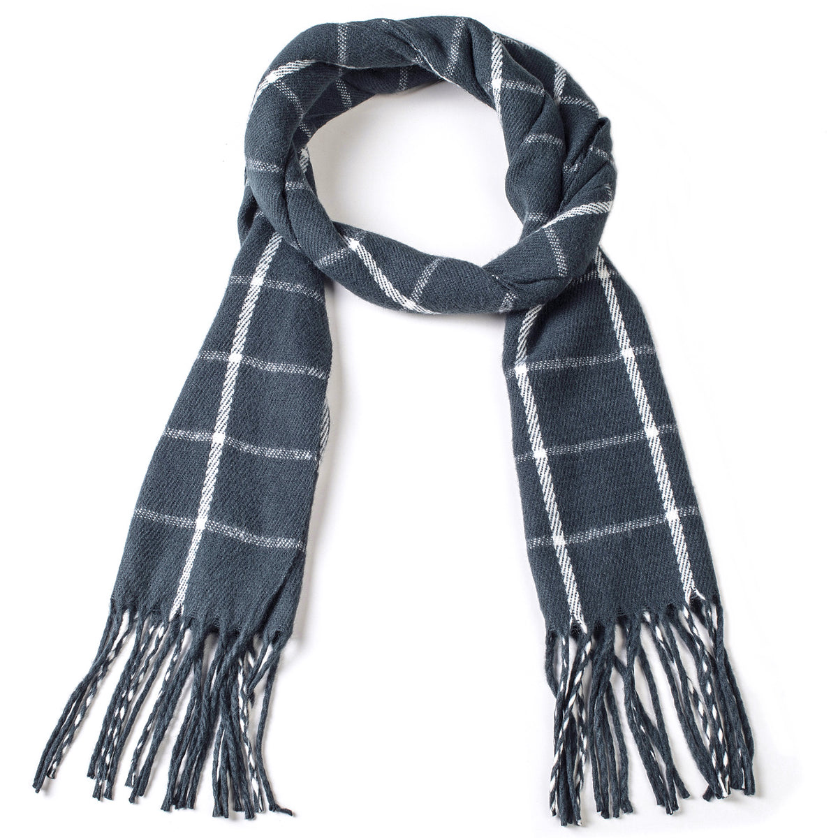 Alpine Swiss Mens Scarf Soft Knit Winter Scarves Plaid Striped or Solid Neck – Navy Grid