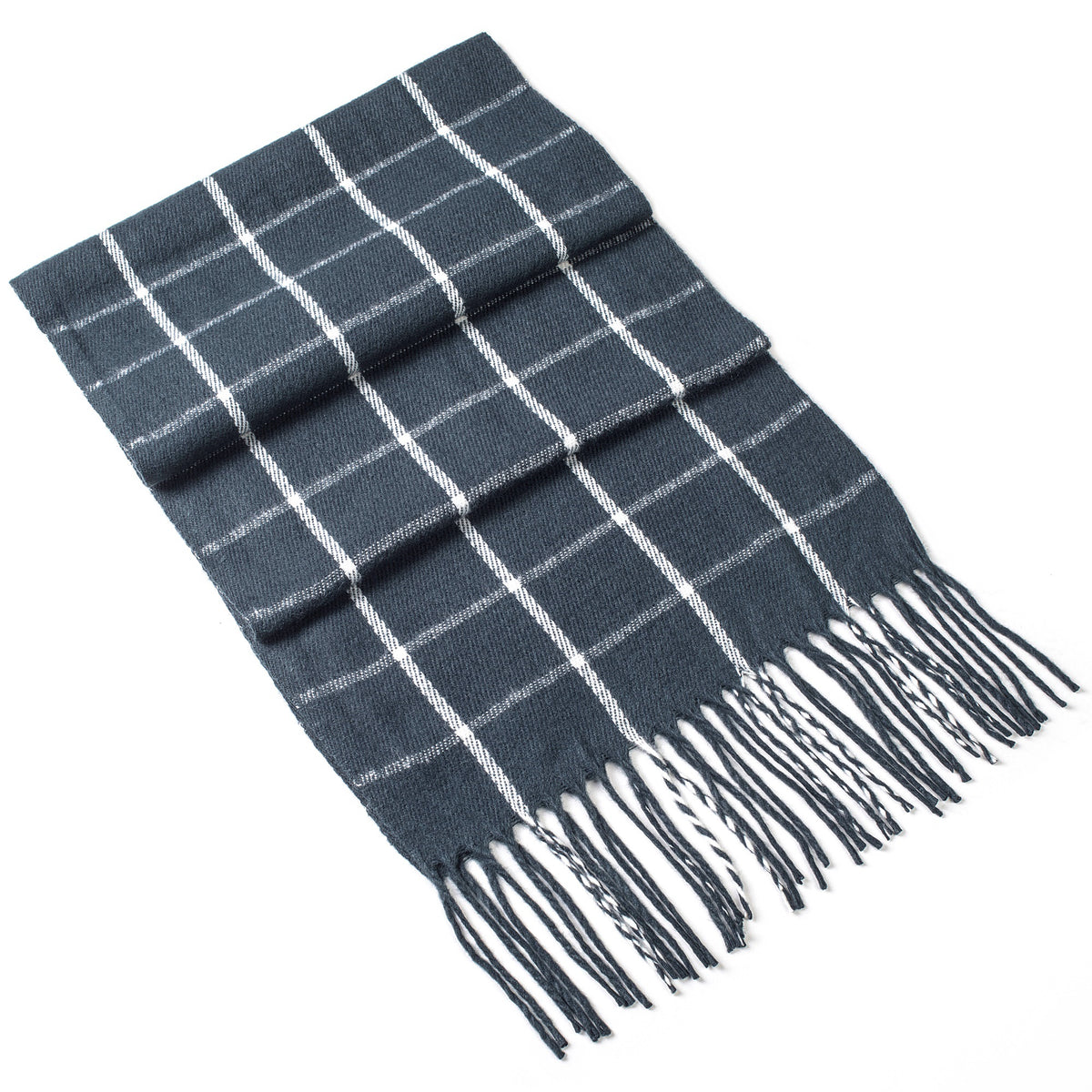 Alpine Swiss Mens Scarf Soft Knit Winter Scarves Plaid Striped or Solid Neck – Navy Grid