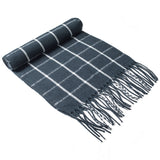 Alpine Swiss Mens Scarf Soft Knit Winter Scarves Plaid Striped or Solid Neck – Navy Grid