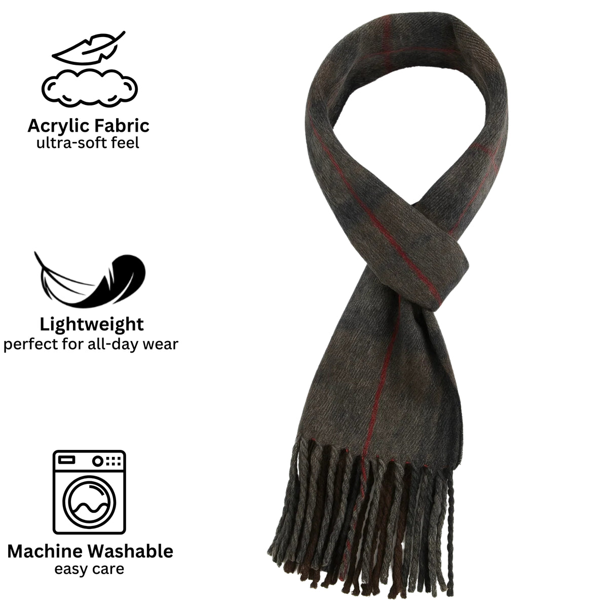 Alpine Swiss Mens Scarf Soft Knit Winter Scarves Plaid Striped or Solid Neck – Hunter Plaid