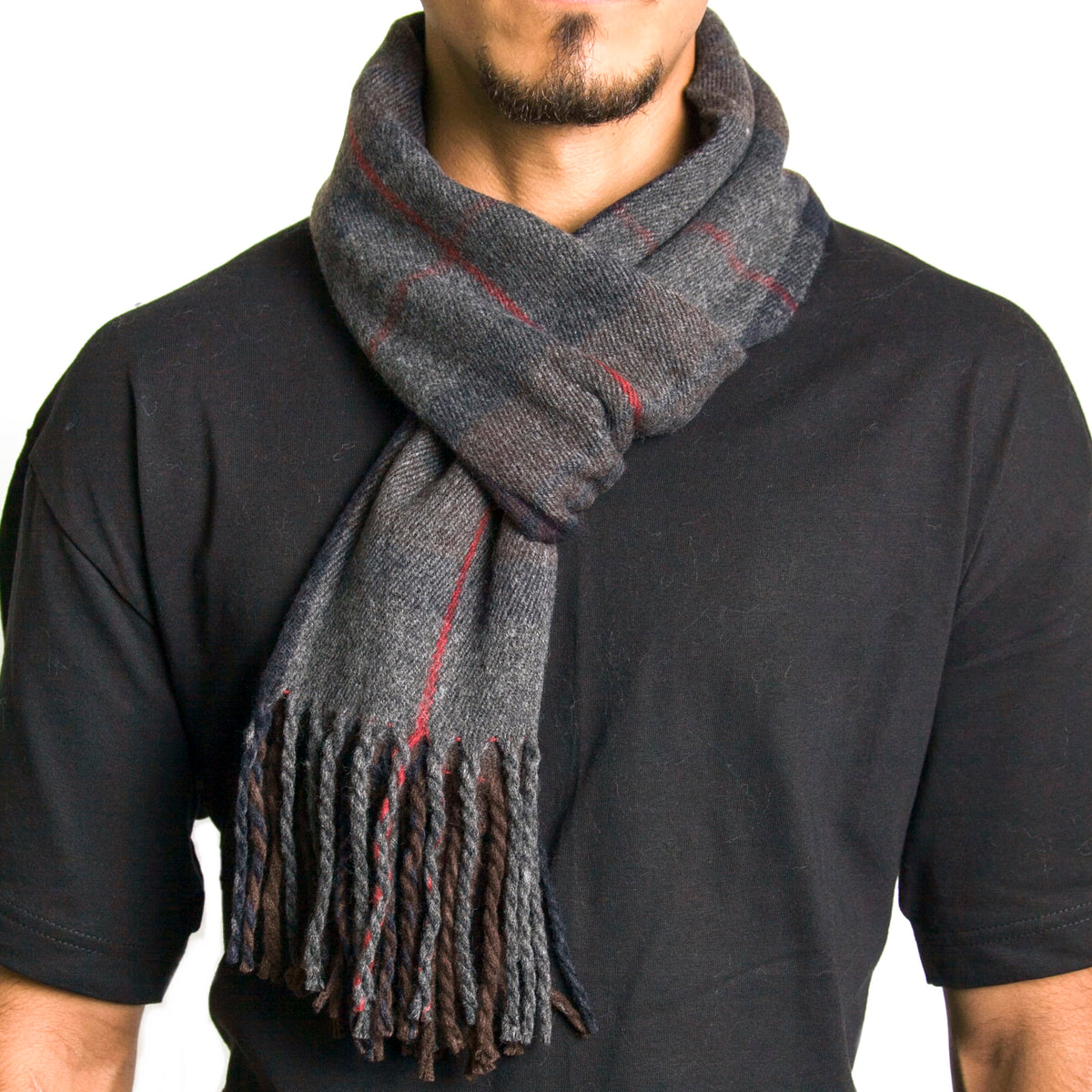 Alpine Swiss Mens Scarf Soft Knit Winter Scarves Plaid Striped or Solid Neck – Hunter Plaid