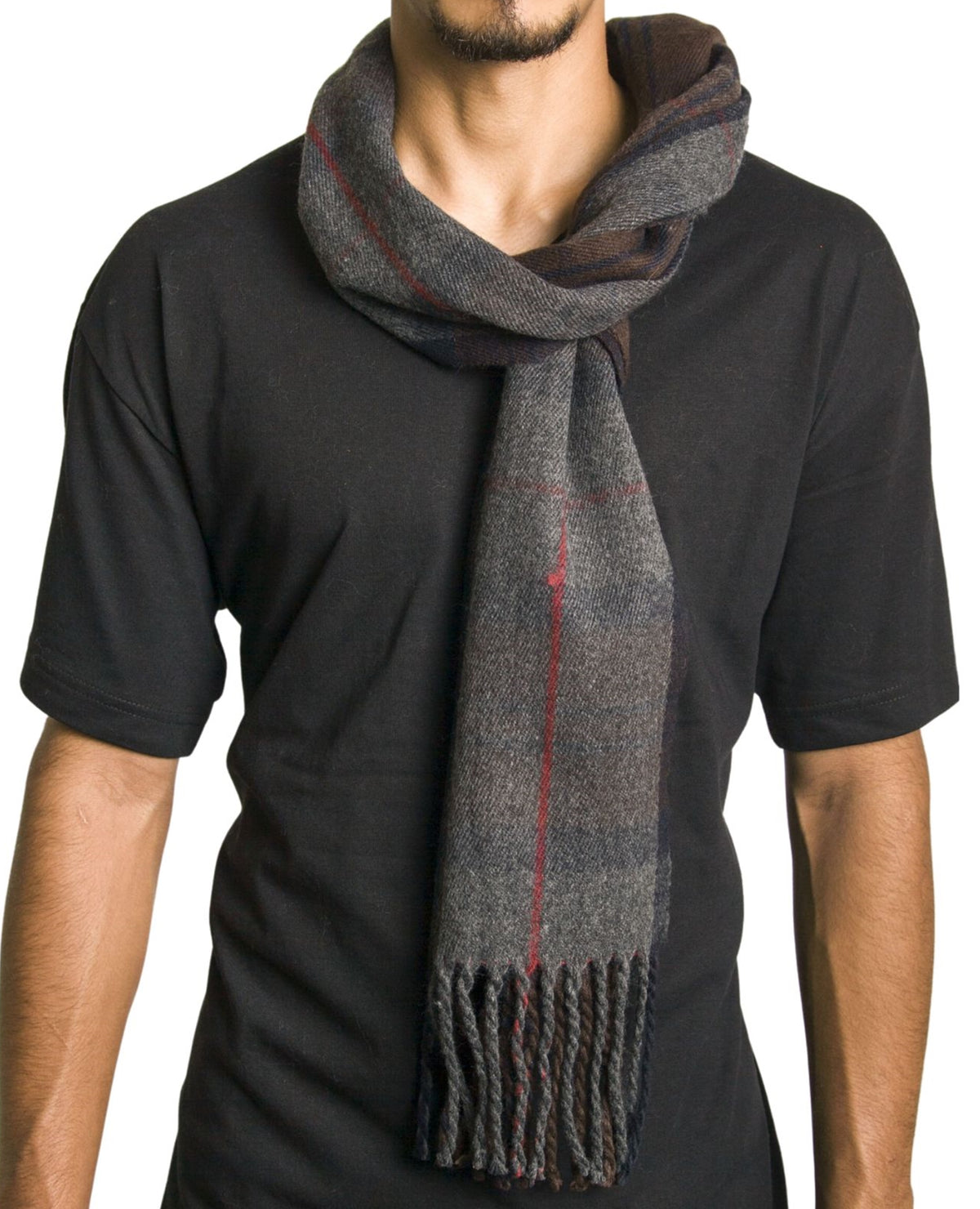Alpine Swiss Mens Scarf Soft Knit Winter Scarves Plaid Striped or Solid Neck – Hunter Plaid