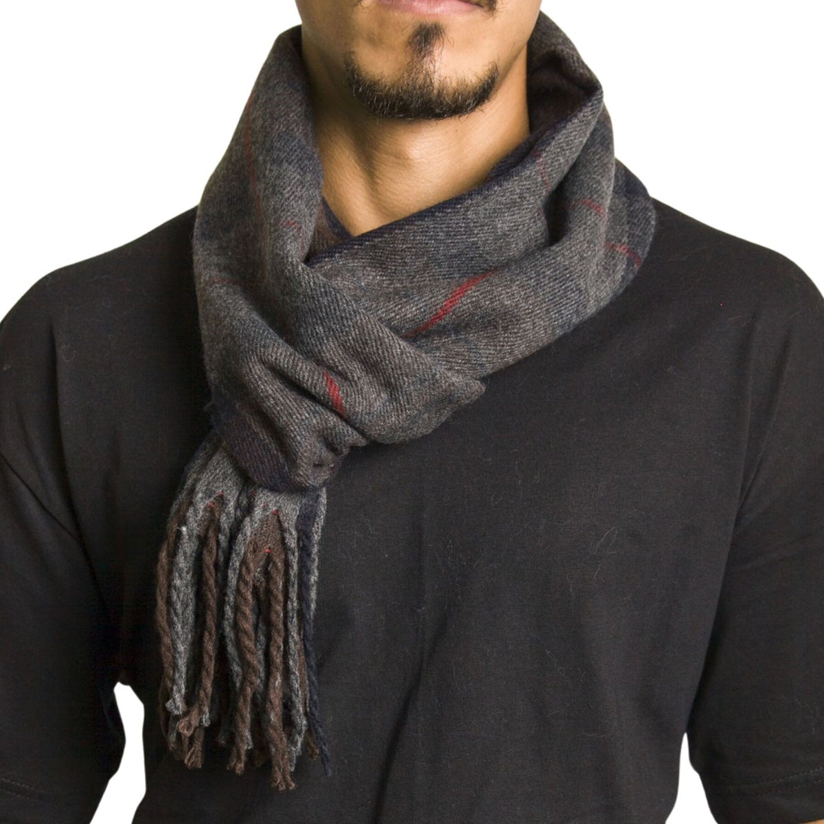 Alpine Swiss Mens Scarf Soft Knit Winter Scarves Plaid Striped or Solid Neck – Hunter Plaid