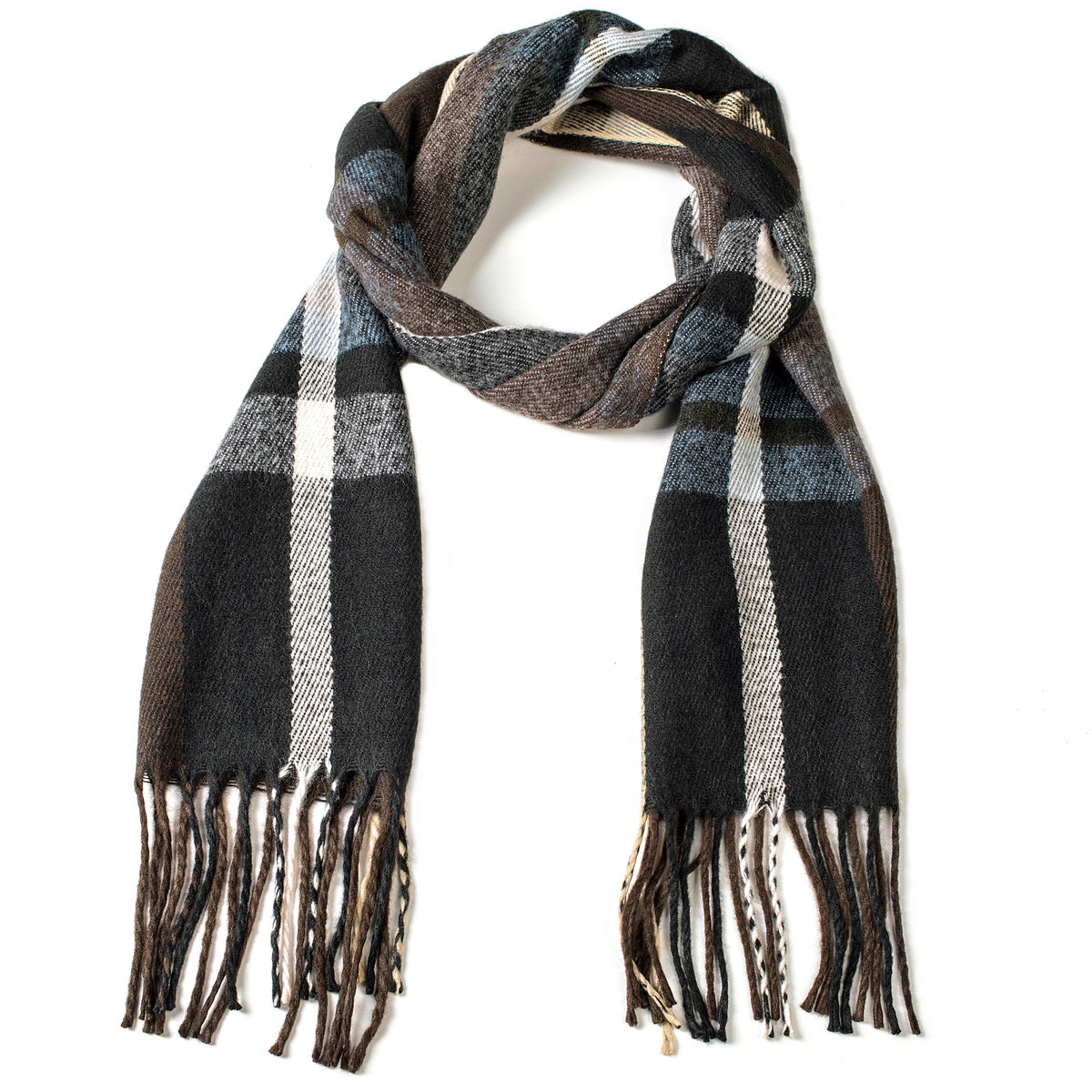 Alpine Swiss Mens Scarf Soft Knit Winter Scarves Plaid Striped or Solid Neck – Black Blue