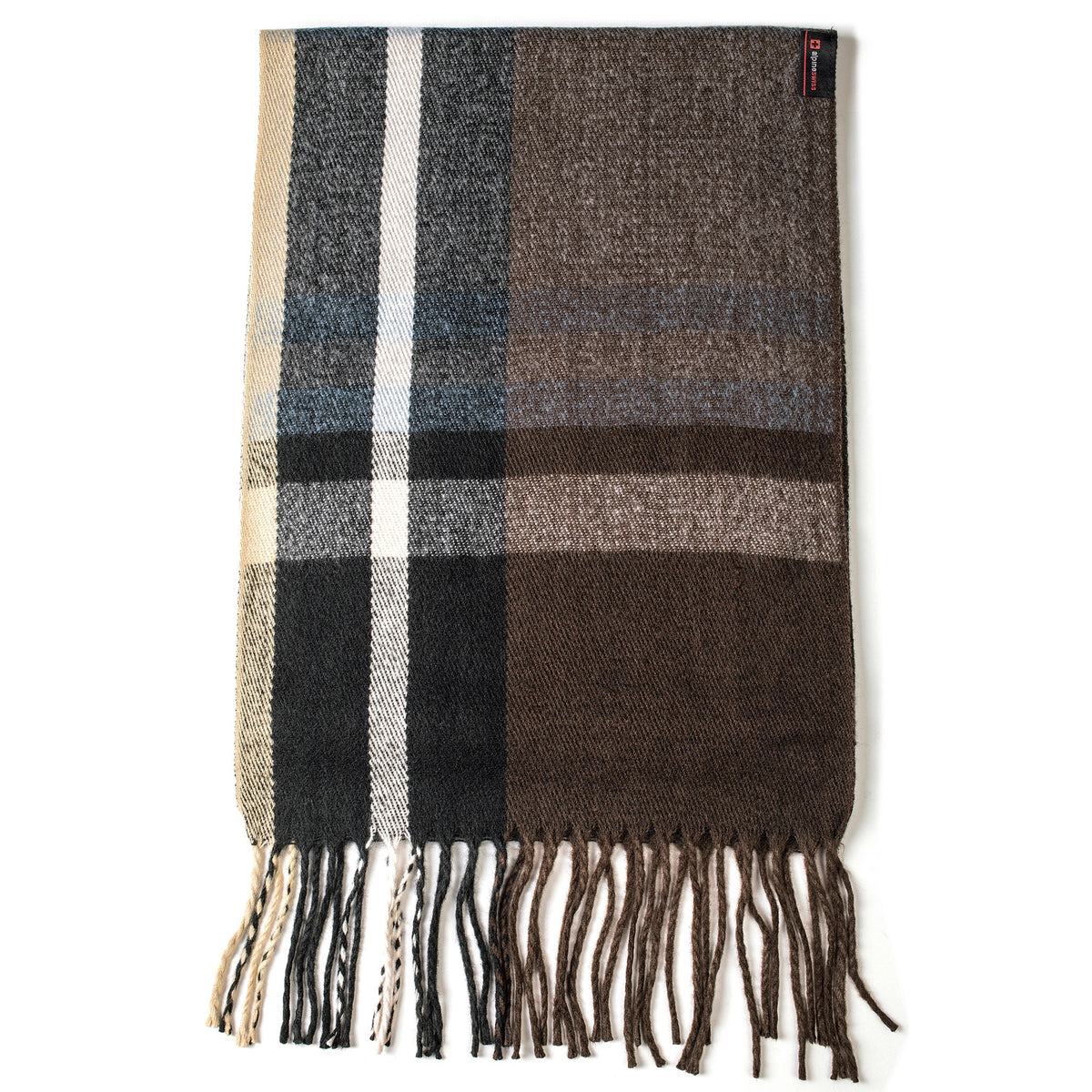 Alpine Swiss Mens Scarf Soft Knit Winter Scarves Plaid Striped or Solid Neck – Black Blue