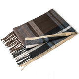 Alpine Swiss Mens Scarf Soft Knit Winter Scarves Plaid Striped or Solid Neck – Black Blue