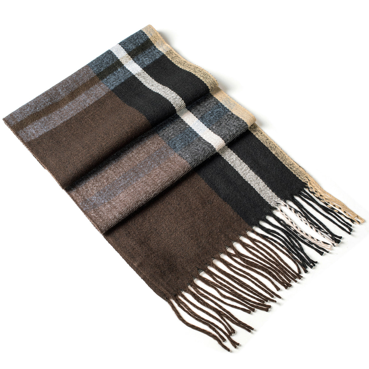 Alpine Swiss Mens Scarf Soft Knit Winter Scarves Plaid Striped or Solid Neck – Black Blue