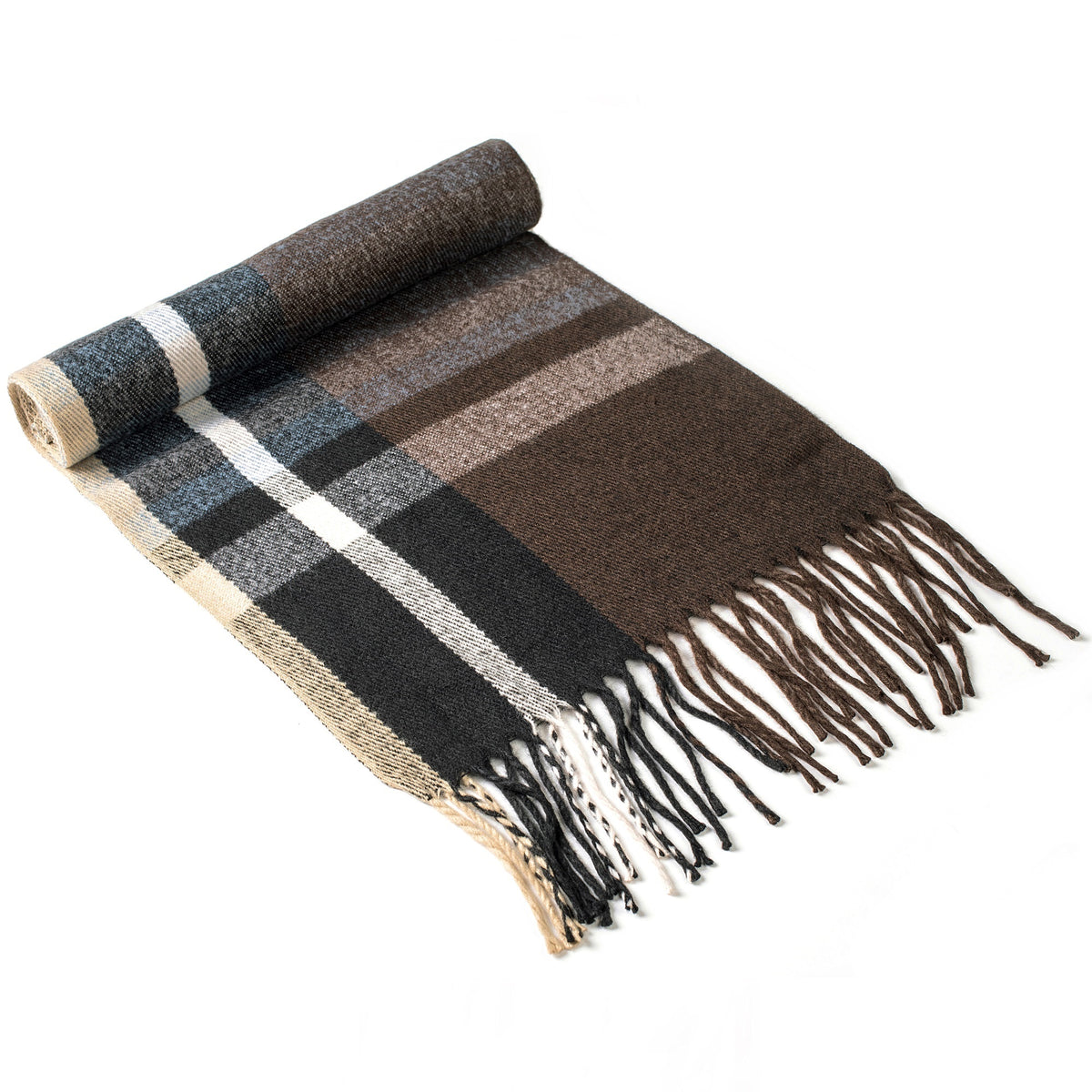 Alpine Swiss Mens Scarf Soft Knit Winter Scarves Plaid Striped or Solid Neck – Black Blue