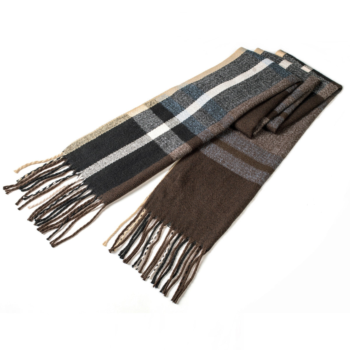 Alpine Swiss Mens Scarf Soft Knit Winter Scarves Plaid Striped or Solid Neck – Black Blue
