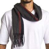 Alpine Swiss Mens Scarf Soft Knit Winter Scarves Plaid Striped or Solid Neck – Red Stripe