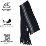 Alpine Swiss Mens Scarf Soft Knit Winter Scarves Plaid Striped or Solid Neck – Black Stripe