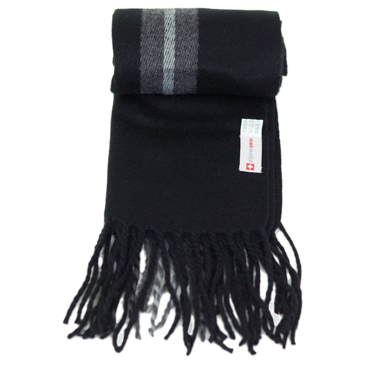 Alpine Swiss Mens Scarf Soft Knit Winter Scarves Plaid Striped or Solid Neck – Black Stripe
