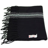 Alpine Swiss Mens Scarf Soft Knit Winter Scarves Plaid Striped or Solid Neck – Black Stripe