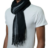 Alpine Swiss Mens Scarf Soft Knit Winter Scarves Plaid Striped or Solid Neck – Black Stripe