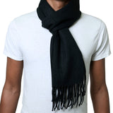 Alpine Swiss Mens Scarf Soft Knit Winter Scarves Plaid Striped or Solid Neck – Solid Black