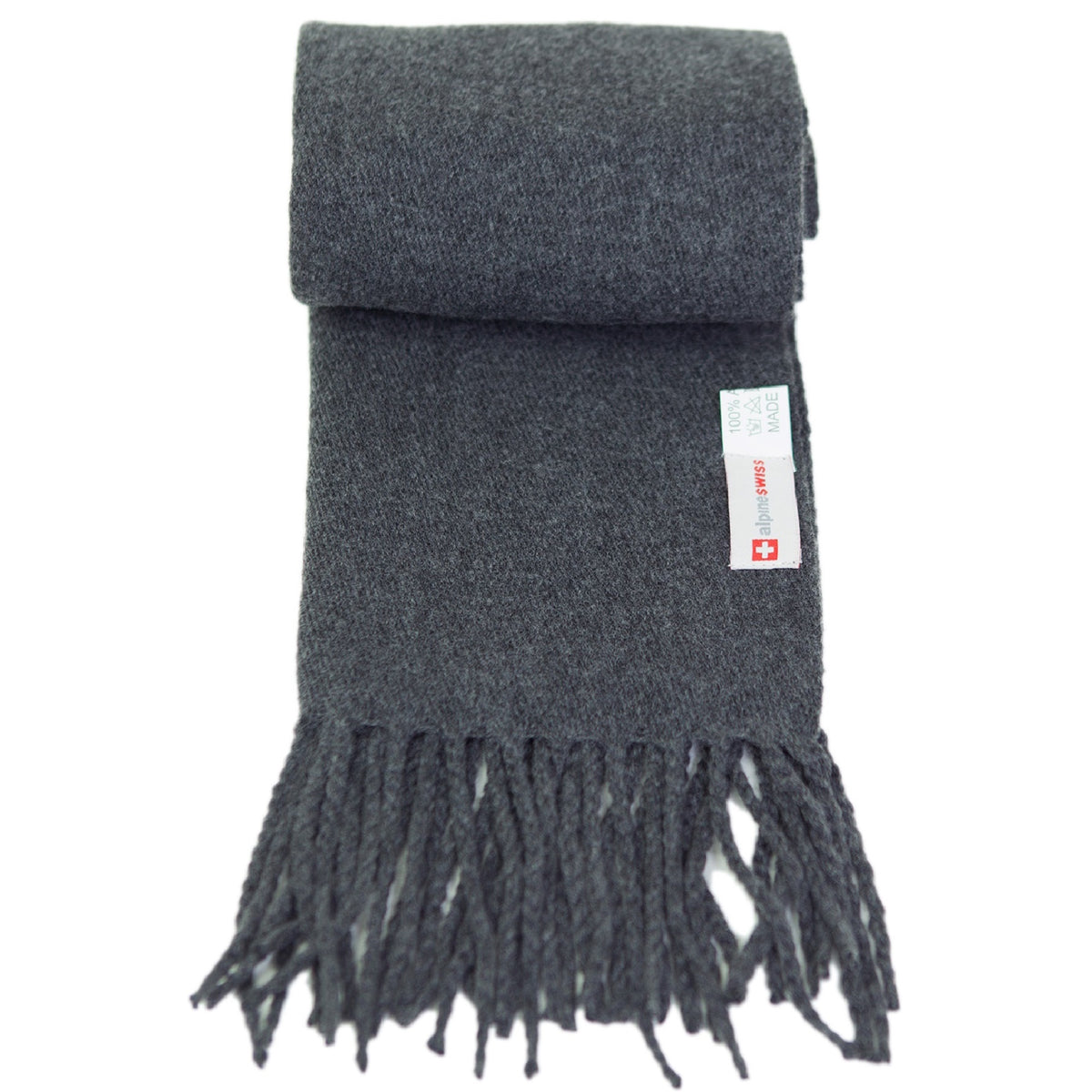 Alpine Swiss Mens Scarf Soft Knit Winter Scarves Plaid Striped or Solid Neck – Solid Gray