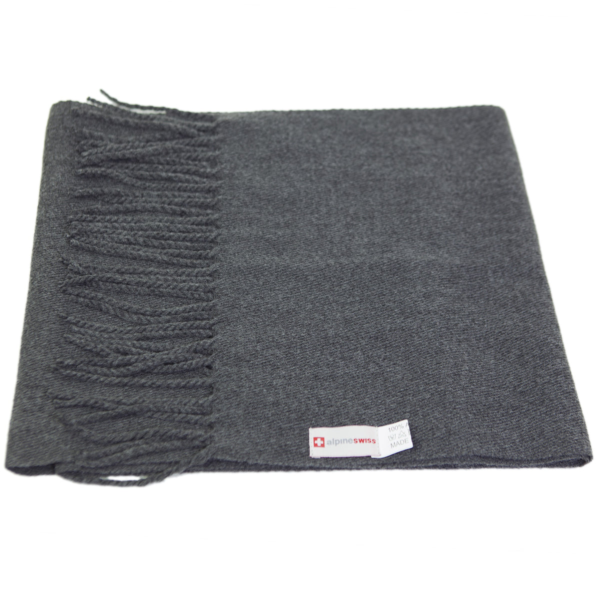 Alpine Swiss Mens Scarf Soft Knit Winter Scarves Plaid Striped or Solid Neck – Solid Gray