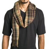 Alpine Swiss Mens Scarf Soft Knit Winter Scarves Plaid Striped or Solid Neck – Brown Plaid
