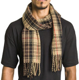 Alpine Swiss Mens Scarf Soft Knit Winter Scarves Plaid Striped or Solid Neck – Brown Plaid