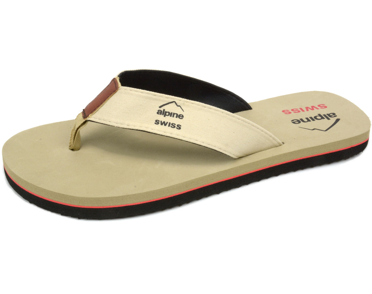 Alpine Swiss Mens Flip Flops Lightweight Thong Sandals Beach Slides EVA Sole for – Tan