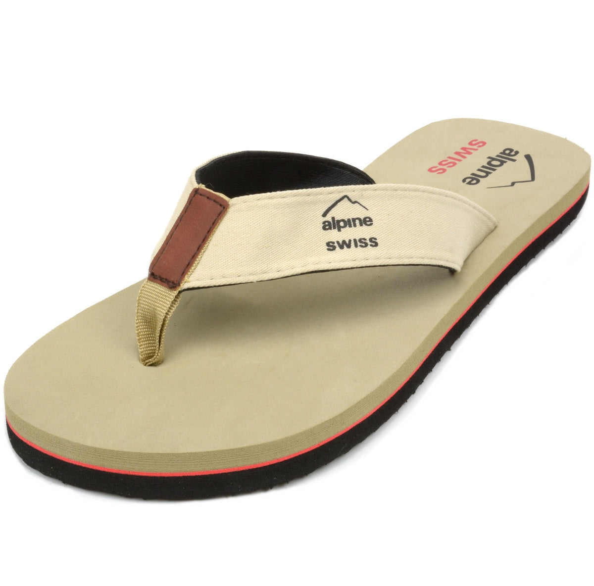 Alpine Swiss Mens Flip Flops Lightweight Thong Sandals Beach Slides EVA Sole for – Tan